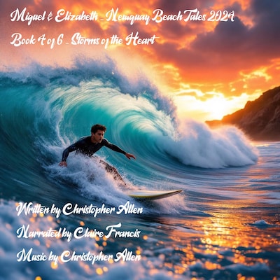 Miguel & Elizabeth - Newquay Beach Tales 2024 – omslag til lydbogen af AI Voice Christopher Allen