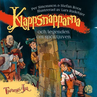 Klappsnapparna och legenden om spöktjuven – omslag till ljudboken av Per Simonsson,Stefan Roos