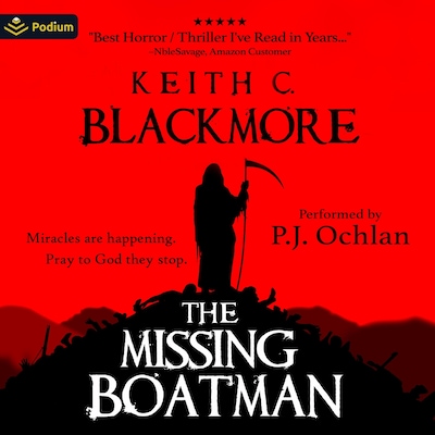 The Missing Boatman – omslag til lydbogen af Keith C. Blackmore