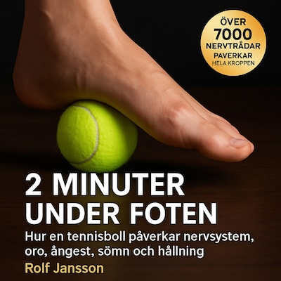 2 minuter under foten – Hur en tennisboll kan lugna nervsystemet och minska spänningar – omslag till ljudboken av Rolf Jansson