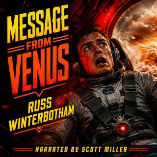 Message From Venus: Across the Burning Sky – omslag till ljudboken av Russ Winterbotham