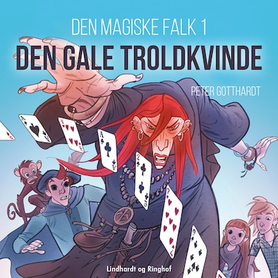 Den magiske falk 1: Den gale troldkvinde – omslag til lydbogen af Peter Gotthardt