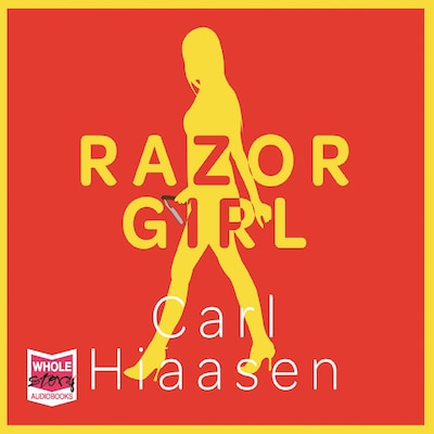 Razor Girl – omslag til lydbogen af Carl Hiaasen