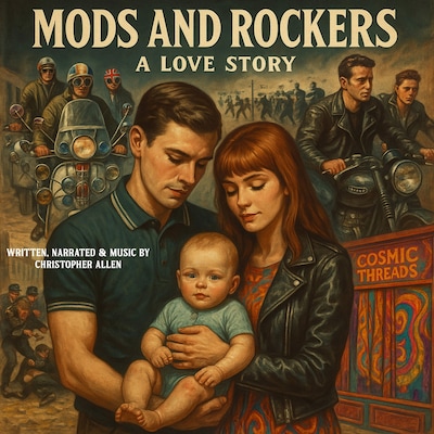 Mods And Rockers – omslag til lydbogen af AI Voice Christopher Allen