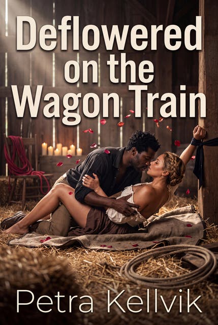 Deflowered on the Wagon Train: An Erotic Cowboy Frontier First Time Romance – omslag til lydbogen af Petra Kellvik