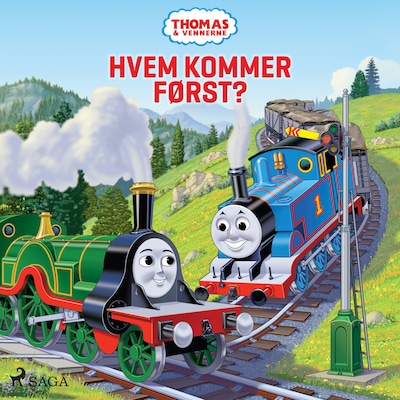 Thomas og vennerne - Hvem kommer først? – omslag til lydbogen af Mattel