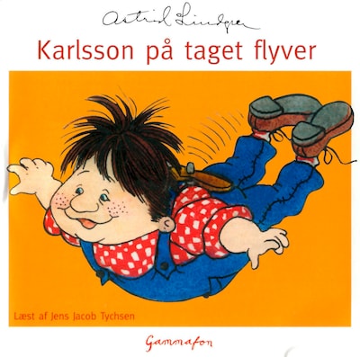 Karlsson på taget flyver – omslag til lydbogen af Astrid Lindgren