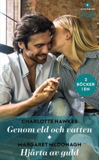 Genom eld och vatten / Hjärta av guld – omslag till ljudboken av Charlotte Hawkes,Margaret McDonagh