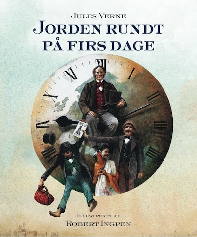 Jorden rundt på firs dage – omslag til lydbogen af Jules Verne