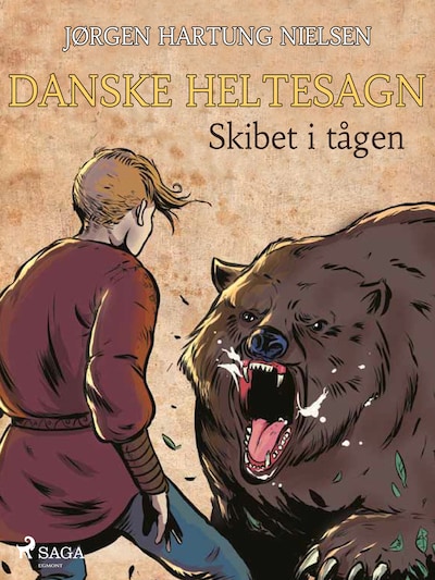 Skibet i tågen - Danske heltesagn – omslag til lydbogen af Jørgen Hartung Nielsen