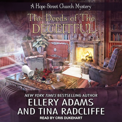 The Deeds of the Deceitful – omslag til lydbogen af Ellery Adams, Tina Radcliffe