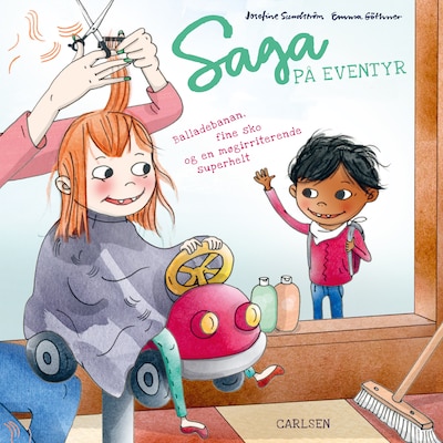Saga på eventyr (3) - balladebanan, fine sko og en møgirriterende superhelt – omslag til lydbogen af Josefine Sundström