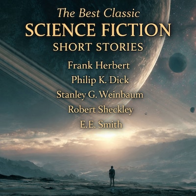 The Best Classic Science Fiction Short Stories – omslag til lydbogen af Frank Herbert, Philip K. Dick, Stanley G. Weinbaum