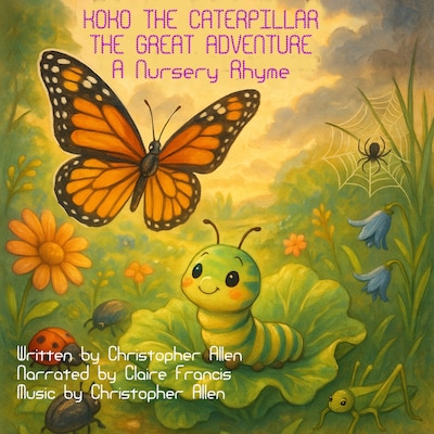 Koko The Caterpillar - The Great Adventure – omslag til lydbogen af AI Voice Christopher Allen