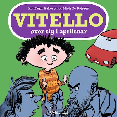 Vitello øver sig i aprilsnar – omslag til lydbogen af Kim Fupz Aakeson, Niels Bo Bojesen