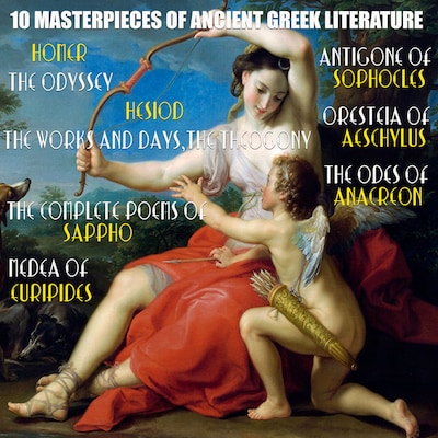 10 Masterpieces of Ancient Greek Literature – omslag til lydbogen af Homer, Hesiod, Sappho
