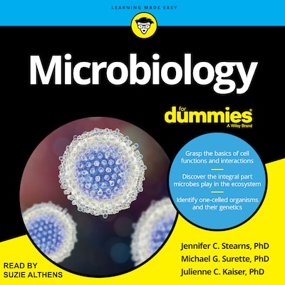 Microbiology for Dummies – omslag til lydbogen af Jennifer C. Stearns, PhD, Michael G. Surette, PhD, Julienne C. Kaiser, PhD
