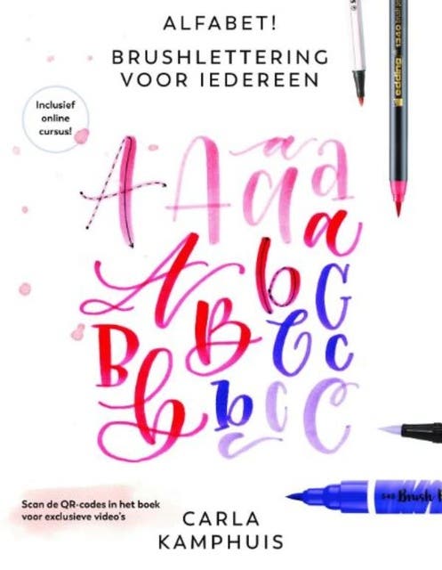 Alfabet! Brushlettering voor iedereen – omslag van het luisterboek van Carla Kamphuis