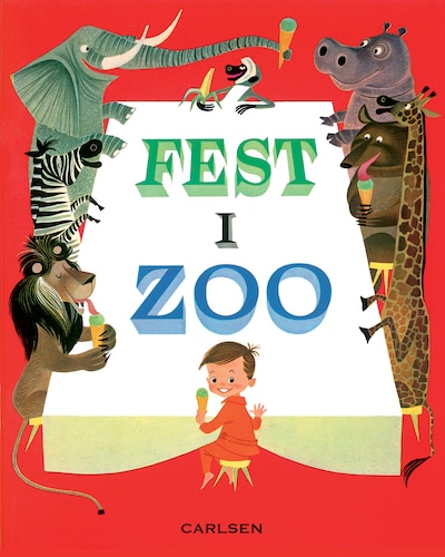 Fest i zoo – omslag til lydbogen af Elisabeth Brozoska