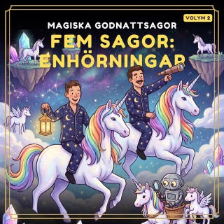 Fem sagor: enhörningar vol. 2 – omslag till ljudboken av Magiska Godnattsagor