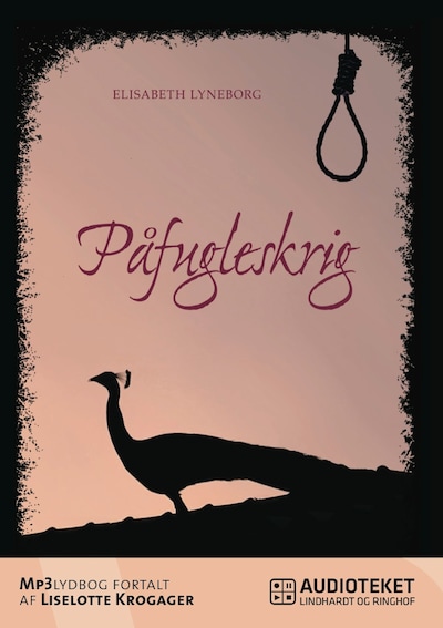 Påfugleskrig – omslag til lydbogen af Elisabeth Lyneborg