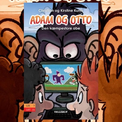 Adam og Otto #2: Den kæmpestore abe – omslag til lydbogen af Christian Kuntz, Kirstine Kuntz, Kuntz