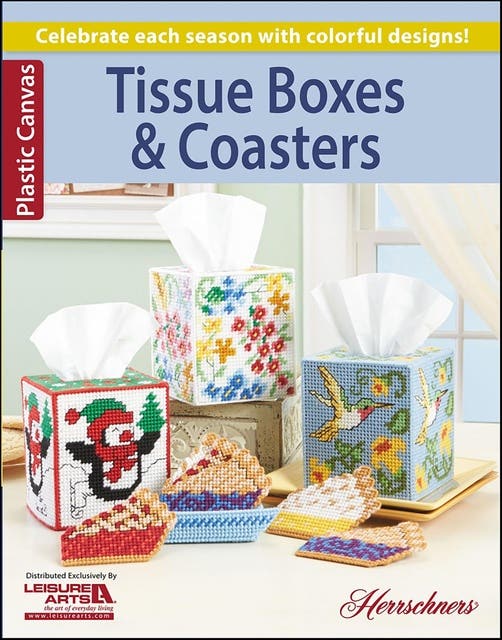 Tissue Boxes & Coasters: 8 Colorful Designs in Plastic Canvas – omslag til lydbogen af Herrschner