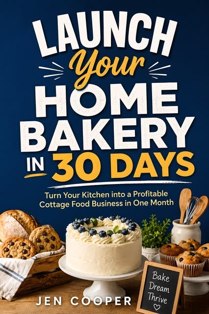 Launch Your Home Bakery in 30 Days: Turn Your Kitchen into a Profitable Cottage Food Business in One Month – omslag til lydbogen af Jen Cooper
