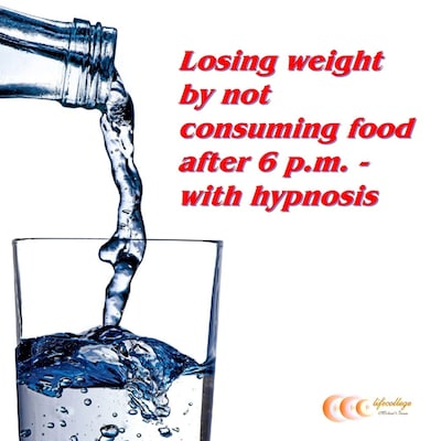Losing weight by not consuming food after 6 p.m - with hypnosis – omslag til lydbogen af Michael Bauer