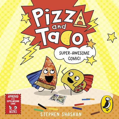 Pizza and Taco: Super-Awesome Comic! – omslag til lydbogen af Stephen Shaskan