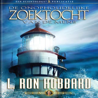 De Onophoudelijke zoektocht van de Mens – omslag van het luisterboek van L. Ron Hubbard
