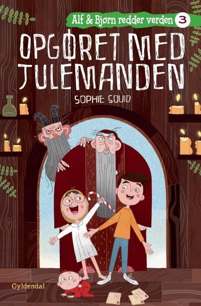 Alf og Bjørn redder verden 3 - Opgøret med julemanden – omslag til lydbogen af Sophie Souid