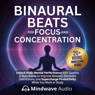 Binaural Beats for Focus and Concentration – omslag til lydbogen af Mindwave Audio