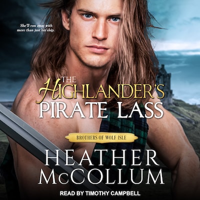 The Highlander’s Pirate Lass – omslag til lydbogen af Heather McCollum
