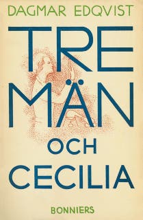 Tre män och Cecilia – omslag till ljudboken av Dagmar Edqvist