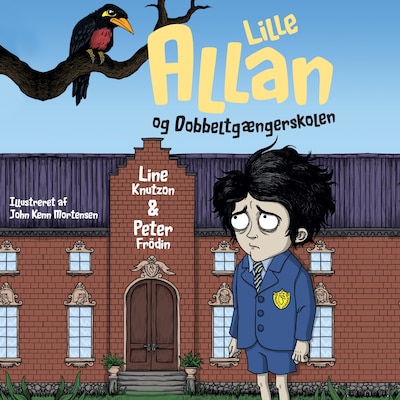Lille Allan og dobbeltgængerskolen – omslag til lydbogen af Peter Frödin, Line Knutzon