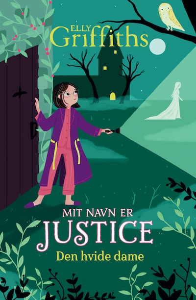 Mit navn er Justice (3) Den hvide dame – omslag til lydbogen af Elly Griffiths
