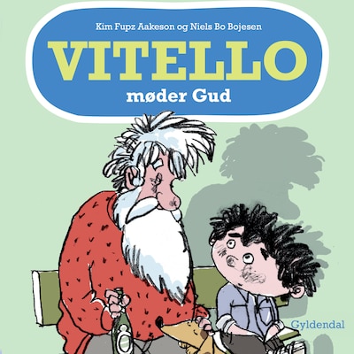 Vitello møder Gud – omslag til lydbogen af Kim Fupz Aakeson, Niels Bo Bojesen