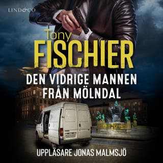 Den vidrige mannen från Mölndal – omslag till ljudboken av Tony Fischier