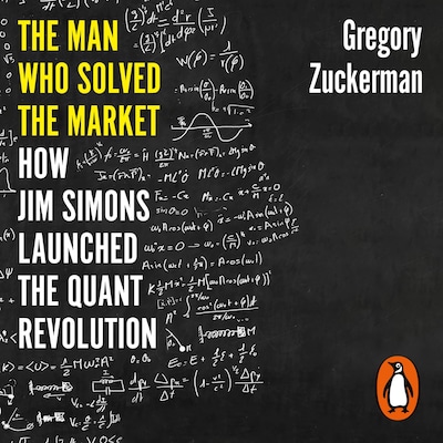 The Man Who Solved the Market – omslag til lydbogen af Gregory Zuckerman