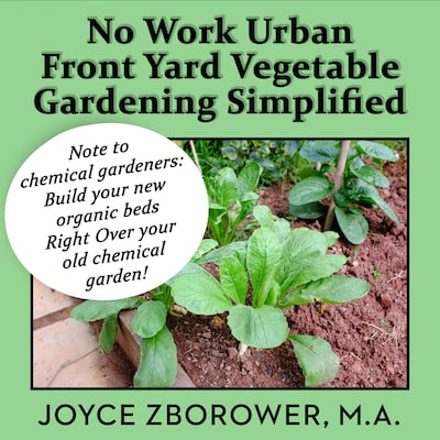 No Work Urban Front Yard Vegetable Gardening Simplified -- The Easiest Way to Get Fresh Tasty Organic Veggies for Your Whole Family and Other Gardening Information – omslag til lydbogen af Joyce Zborower, M.A.