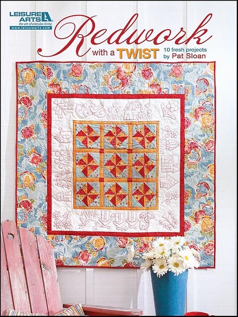 Redwork With a Twist Quilt – omslag til lydbogen af Pat Sloan