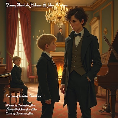 Young Sherlock Holmes & John Watson – omslag til lydbogen af AI Voice Christopher Allen