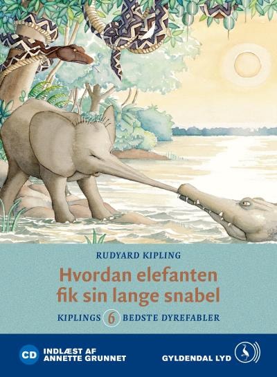 Hvordan elefanten fik sin lange snabel – omslag til lydbogen af Rudyard Kipling