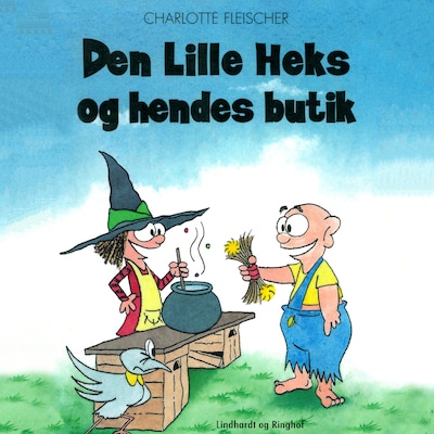 Den lille heks og hendes butik – omslag til lydbogen af Charlotte Fleischer
