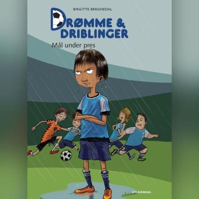 Drømme og driblinger. Mål under pres. – omslag til lydbogen af Birgitte Bregnedal