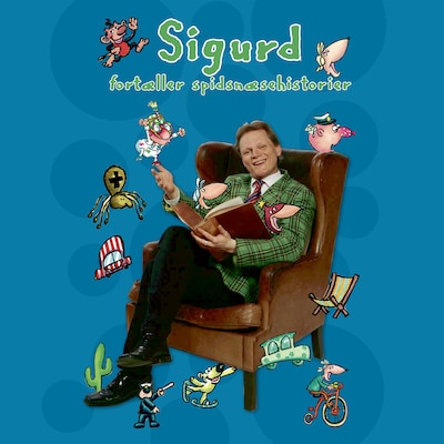 Sigurd fortæller spidsnæsehistorier – omslag til lydbogen af Sigurd Barrett