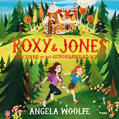 Roxy & Jones: The Curse of the Gingerbread Witch – omslag til lydbogen af Angela Woolfe