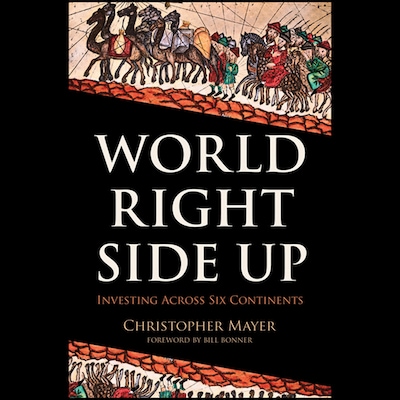 World Right Side Up – omslag til lydbogen af Christopher W. Mayer