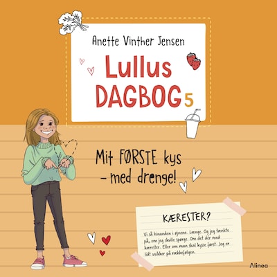 Lullus dagbog 5 - Mit første kys - med drenge!, Rød Læseklub – omslag til lydbogen af Anette Vinther Jensen